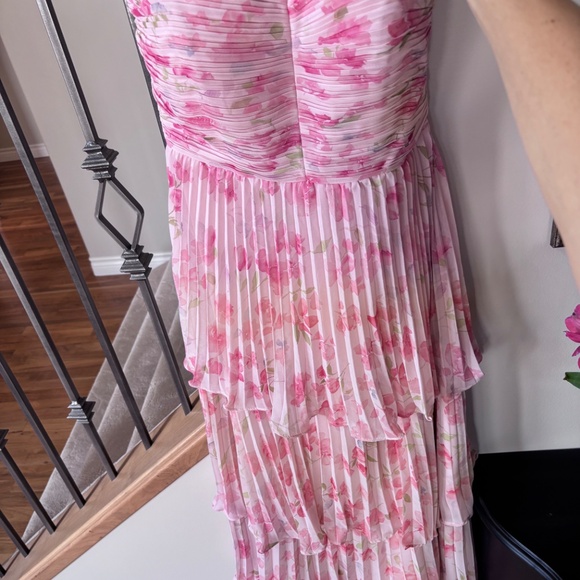 Strapless special even dress in pink floral - Picture 4 of 5
